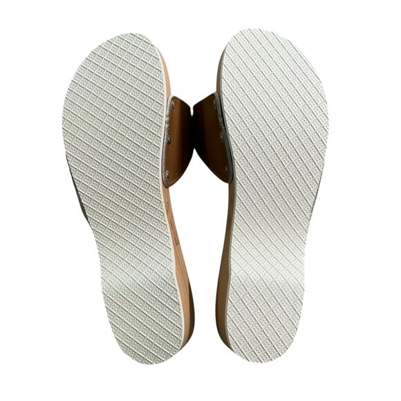 Dr. Scholl's 70's Dead Stock Original Tan  Wooden Sandals Made In Italy Sz 8 - Picture 9 of 10